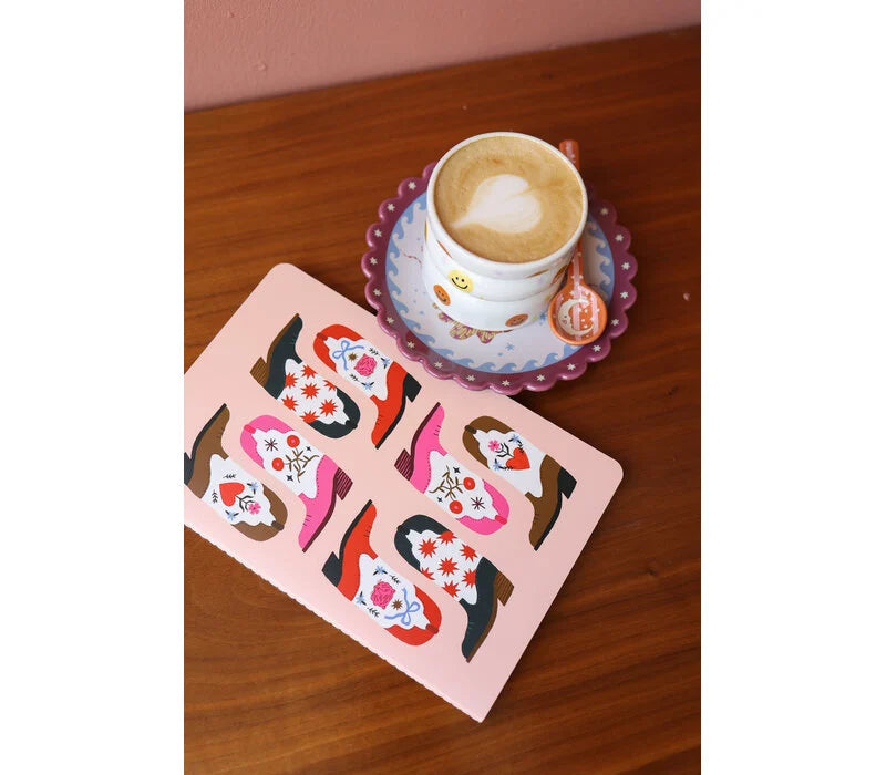 All the luck in the world - Soft Cover Notebook Dots Western Boots
