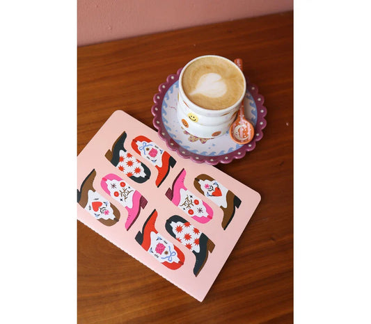 All the luck in the world - Soft Cover Notebook Dots Western Boots