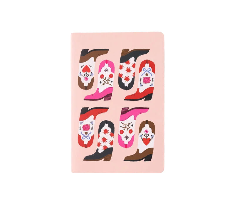 All the luck in the world - Soft Cover Notebook Dots Western Boots