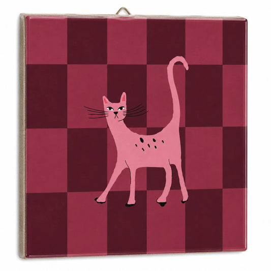 Tegeltje - Pink Cat