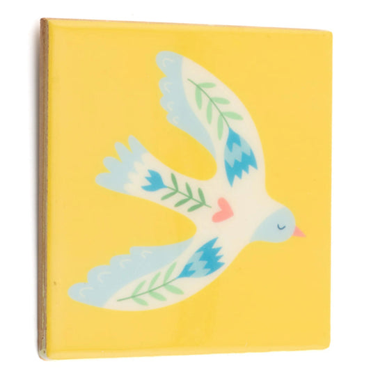 Tegeltje - Vogel geel