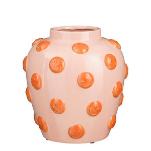 Vaas smiley groot - roze/oranje