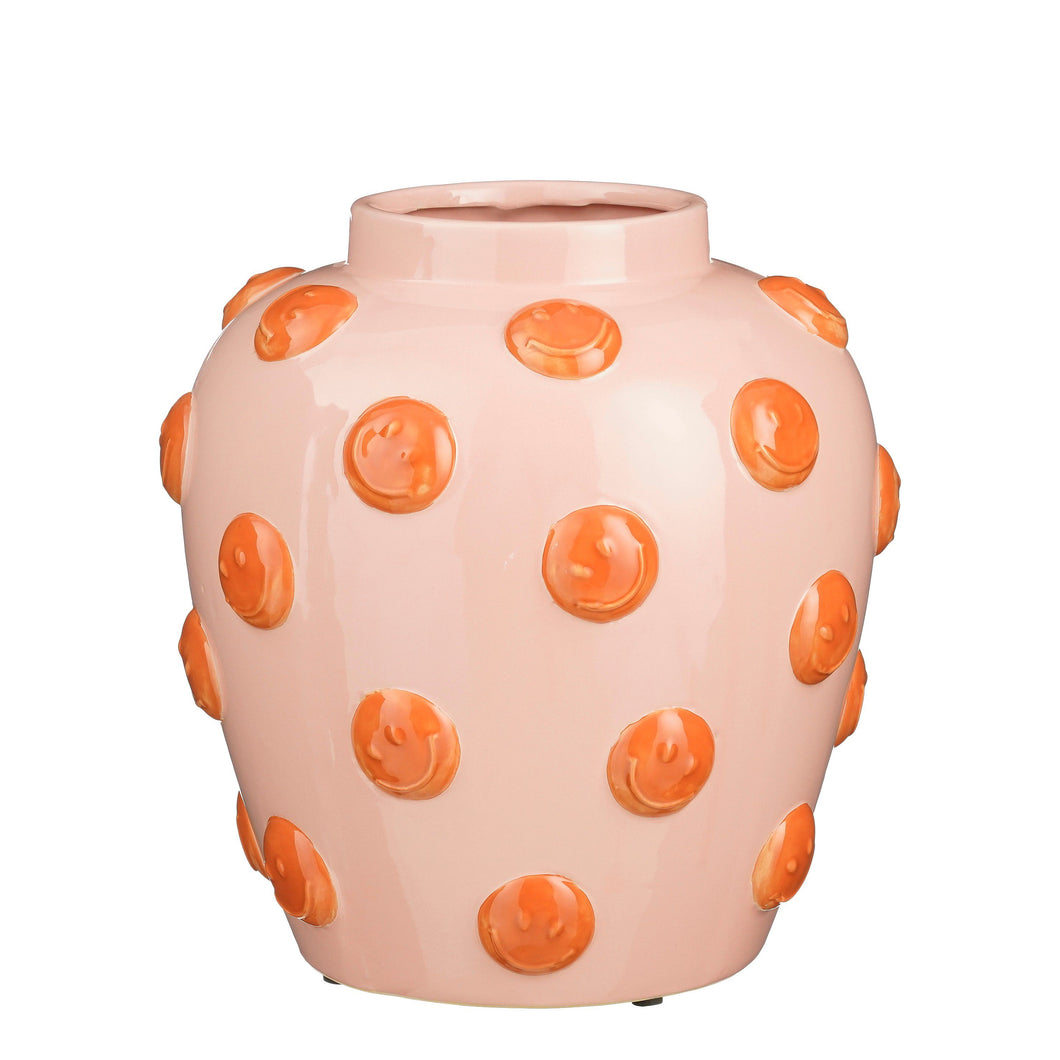 Vaas smiley groot - roze/oranje