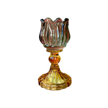 Afbeelding in Gallery-weergave laden, Glazen waxinelichthouder tulp - Groen/geel
