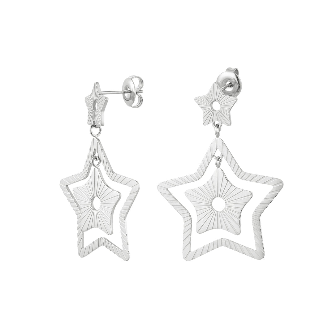 Oorbellen sterren - Zilver