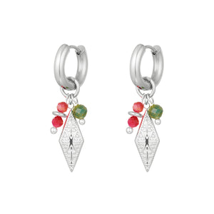Oorbellen diamant - Zilver/kleurrijk