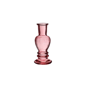 Kaarsenstandaard glas ribbel klein - Roze