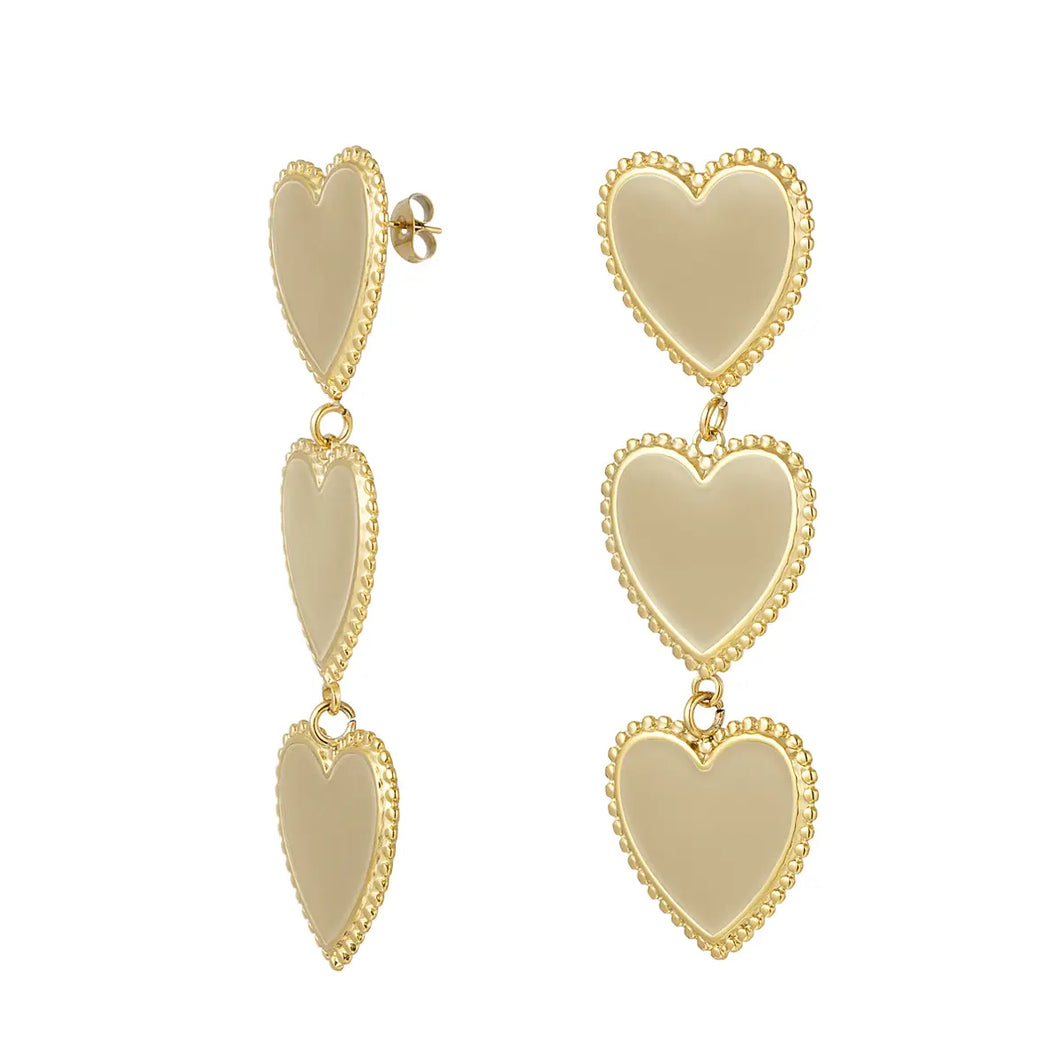 Oorbellen hartjes Beige /goud