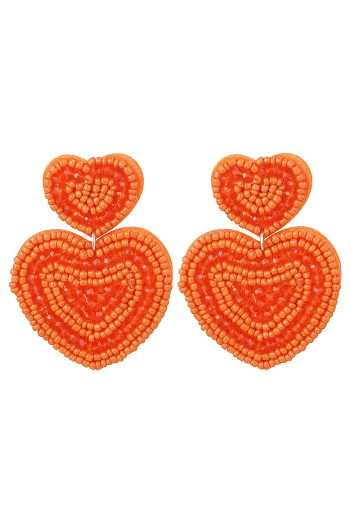 Oorbellen kralen hartje - Oranje