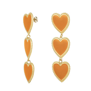 Oorbellen hartjes - Oranje/goud