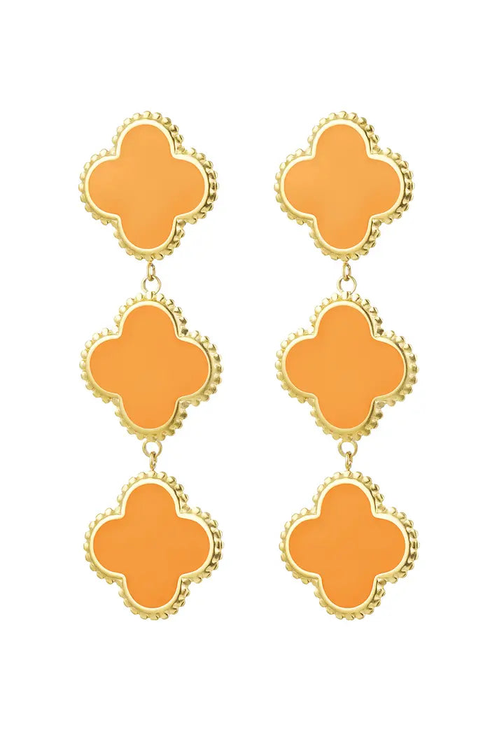 Oorbellen klaver - Oranje/goud