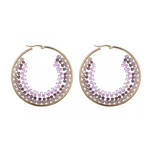 Oorbellen beads - Lila/goud