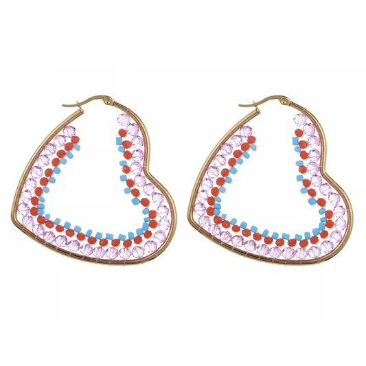 Oorbellen hart - Multicolour/goud