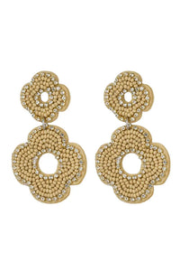 Oorbellen kralen bloem - Beige
