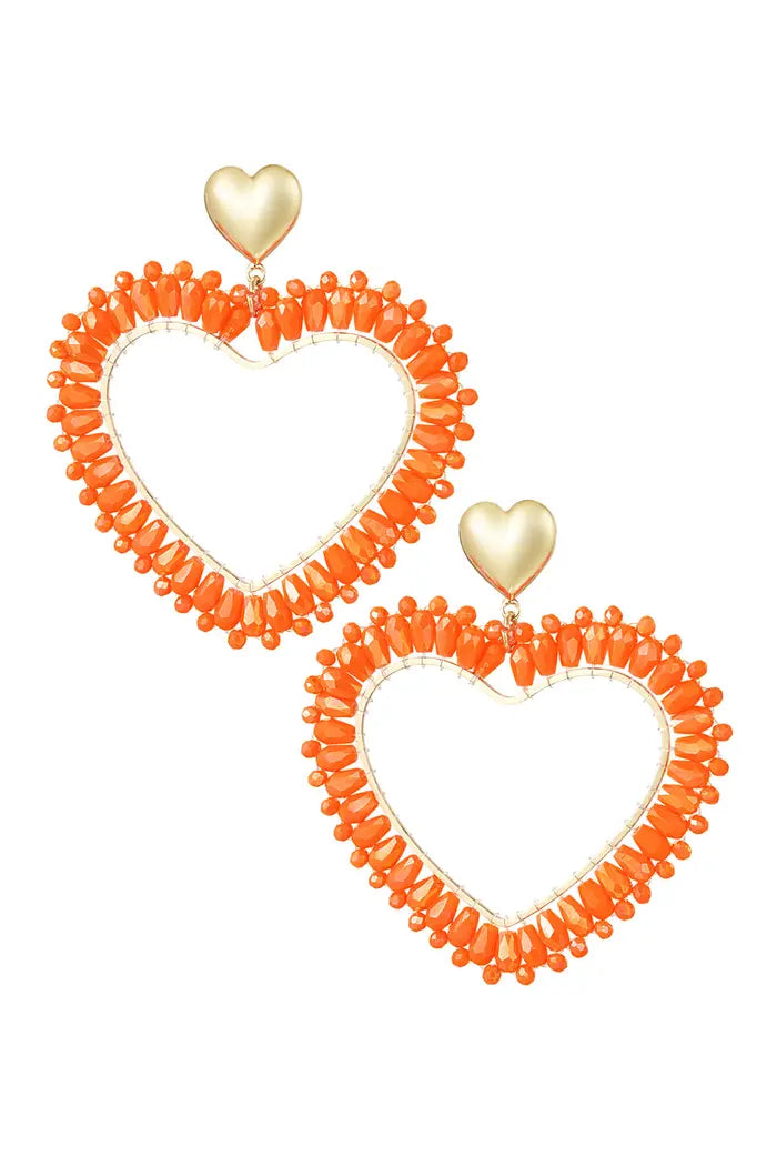Oorbellen hartje - Goud/oranje