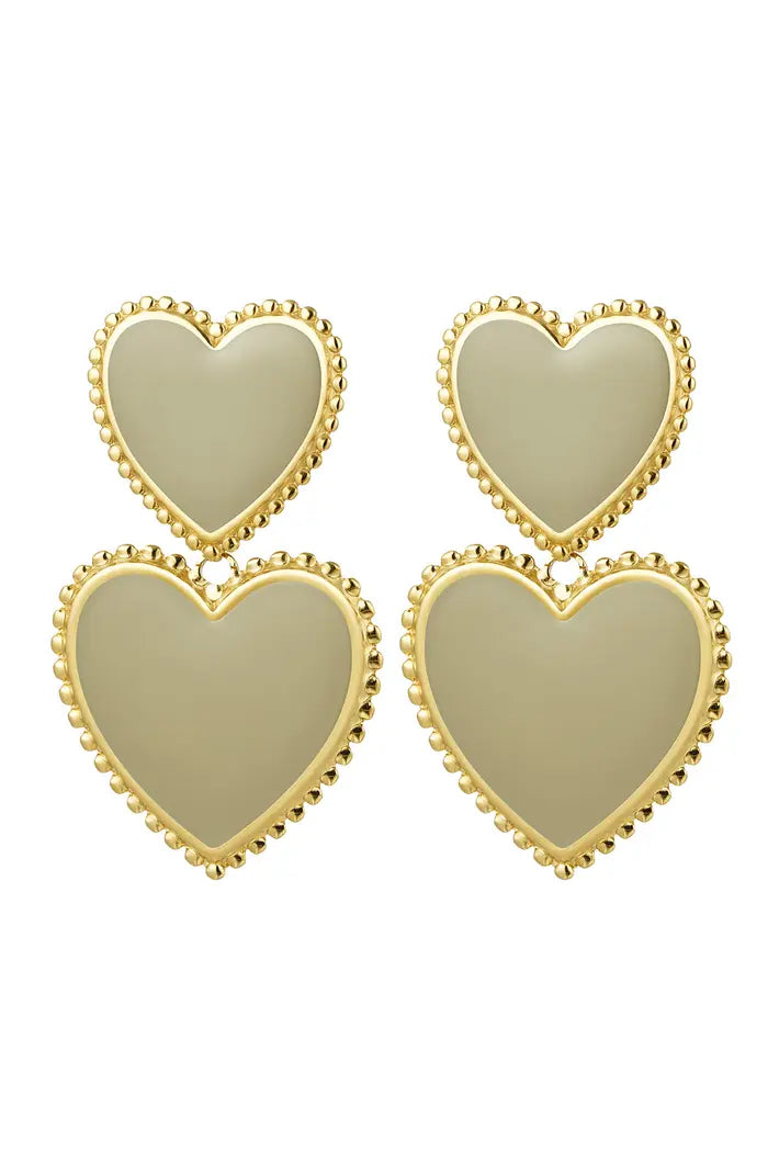 Oorbellen hartjes 2 - Beige