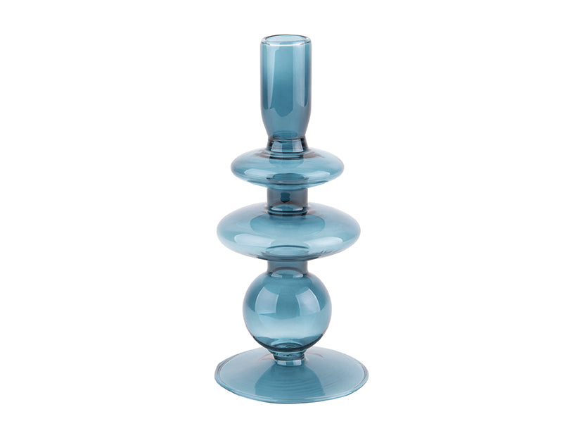 Glazen kaarsenstandaard klein - Aqua