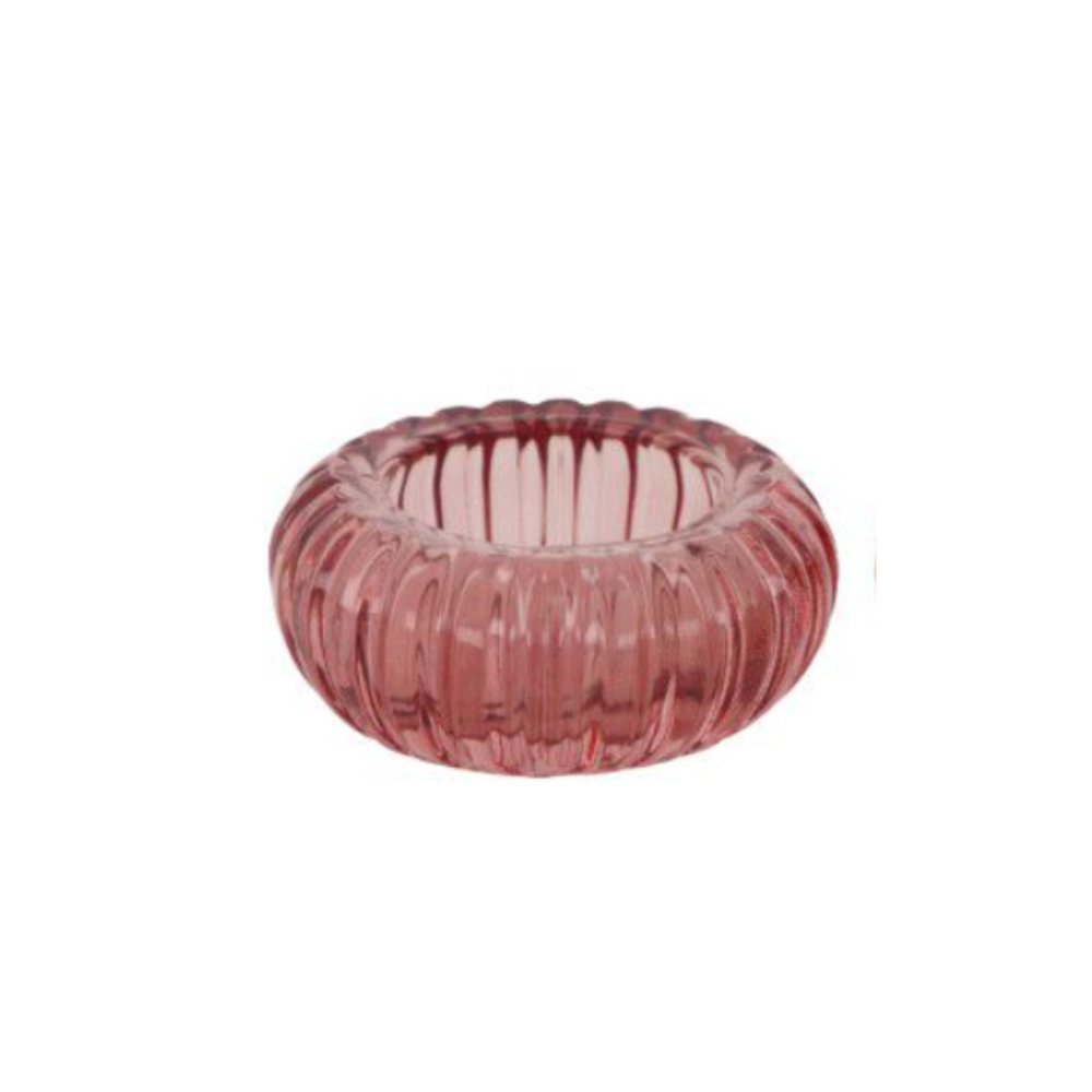 Waxinelichthouder glas - Roze