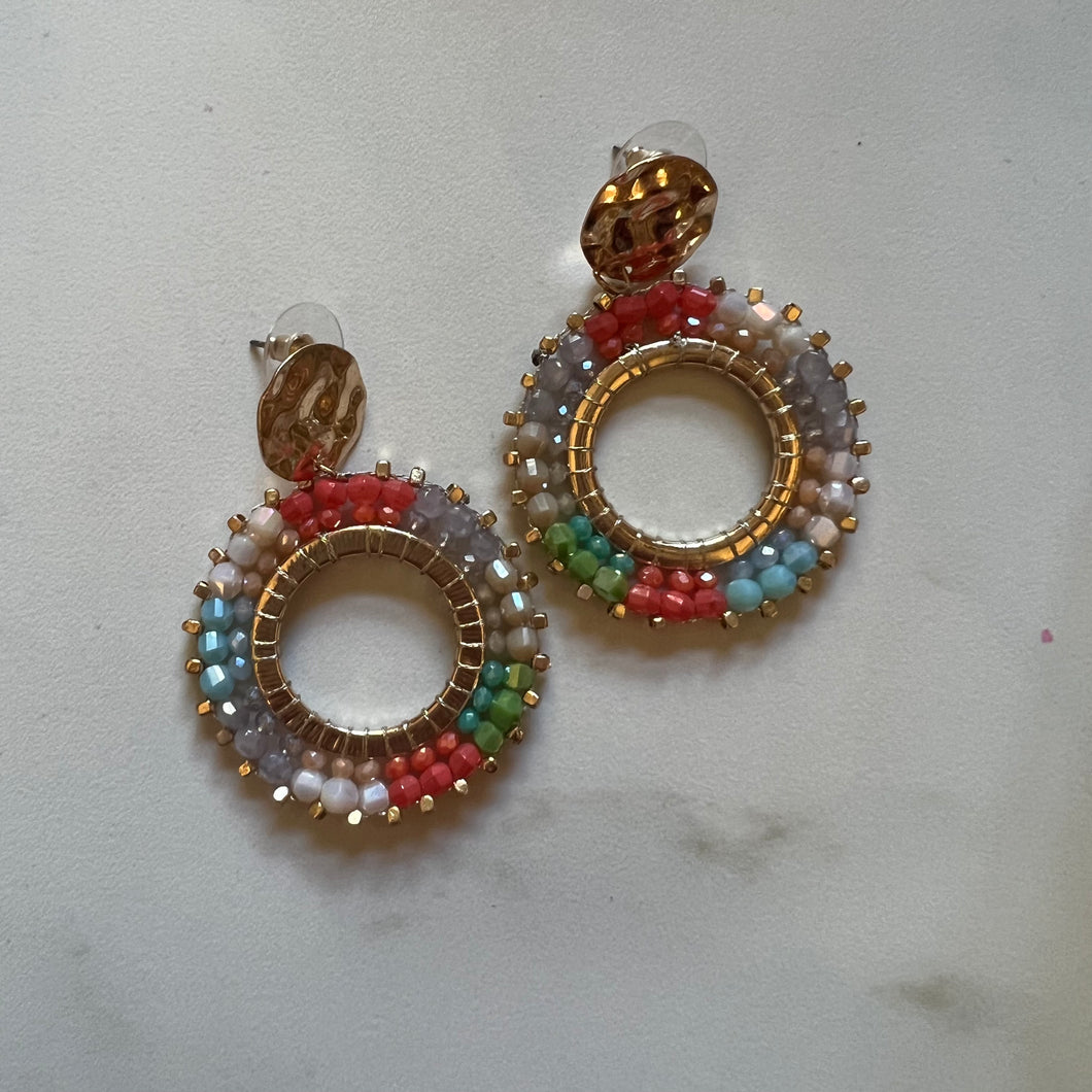 Oorbellen rozet beads - Multicolour