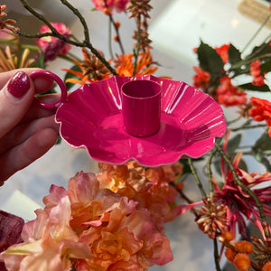 Kaarsenstandaard bloem - Fuchsia roze/lichtroze