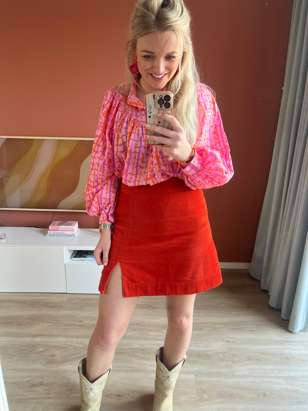 Blouse - Print Roze/oranje