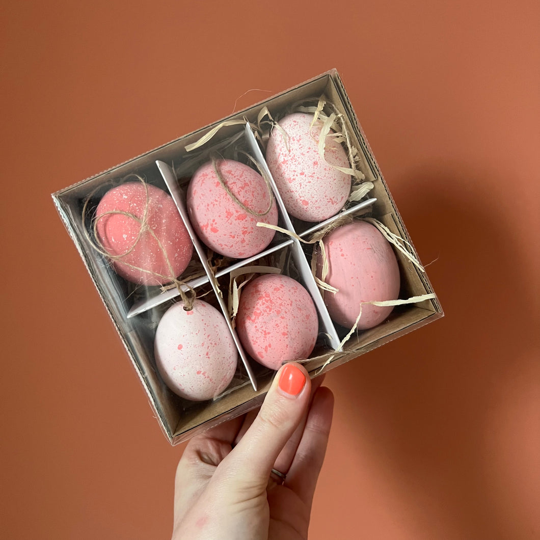 Paasei set  6 stuks - Roze mix