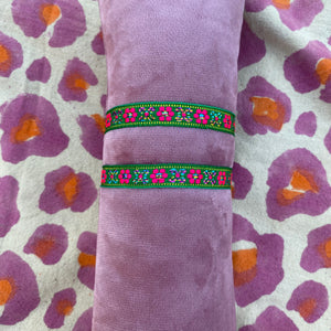 Armbandje lint bloemetjes - Groen