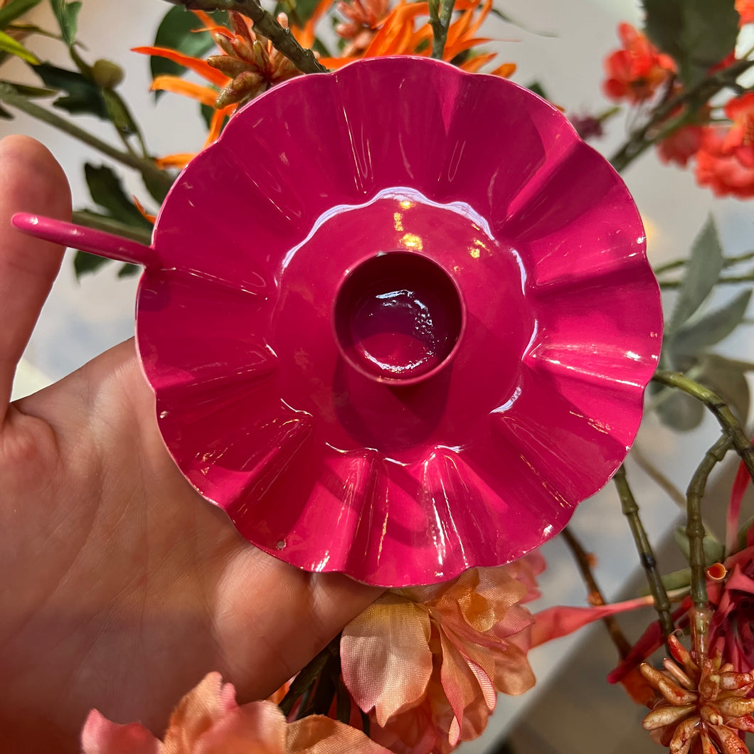 Kaarsenstandaard bloem - Fuchsia roze/lichtroze