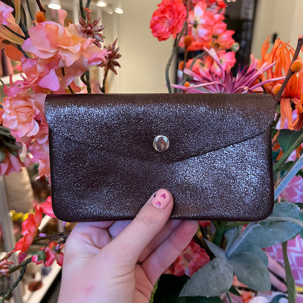 Portemonnee groot - Chocolade/bruin metallic