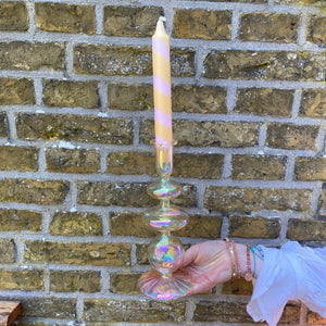 Glazen kaarsenstandaard - Pastel geel