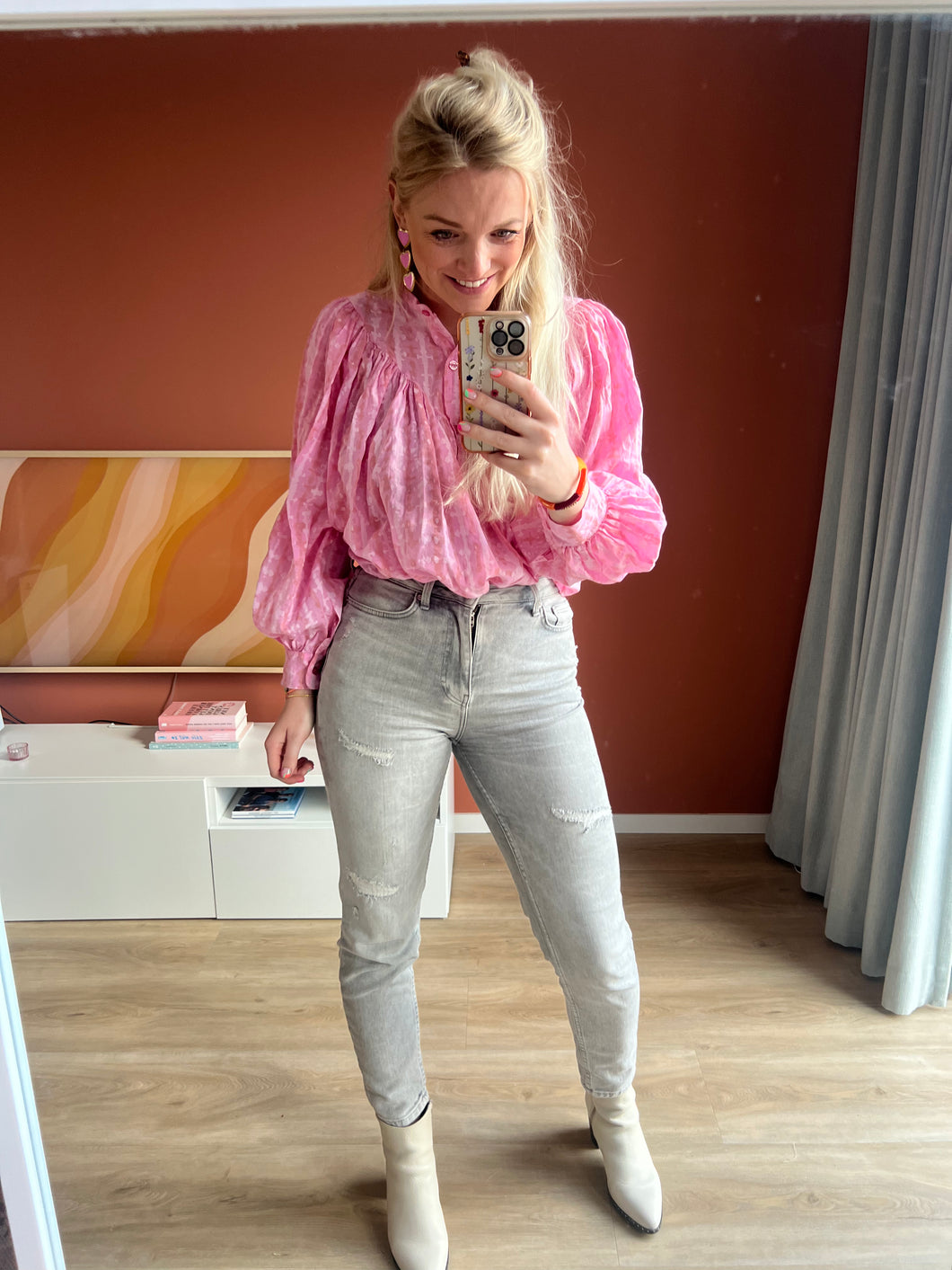 Blouse - Lichtroze print